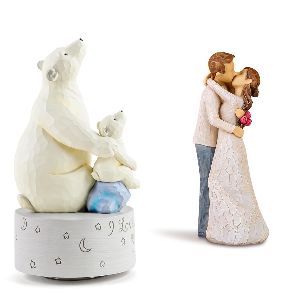 7245 Polar Bear Musical Figurine and Wife Husband Hug Figurine Gift